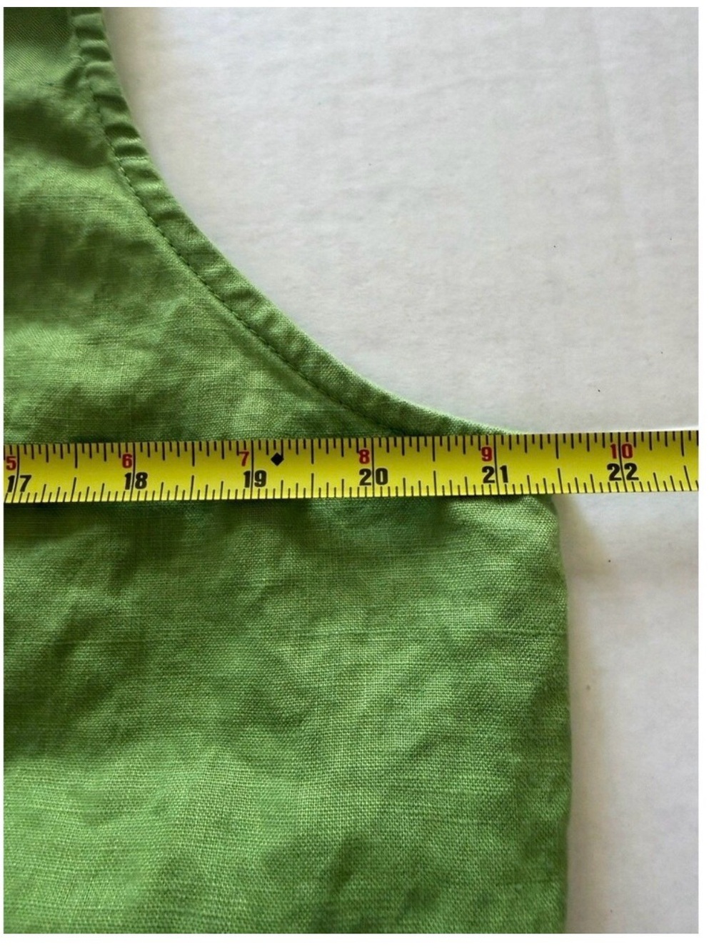 J Jill Green Linen Shift Dress L Petite 100% Linen Sleeveless Buttons Lagenlook - Picture 6 of 6